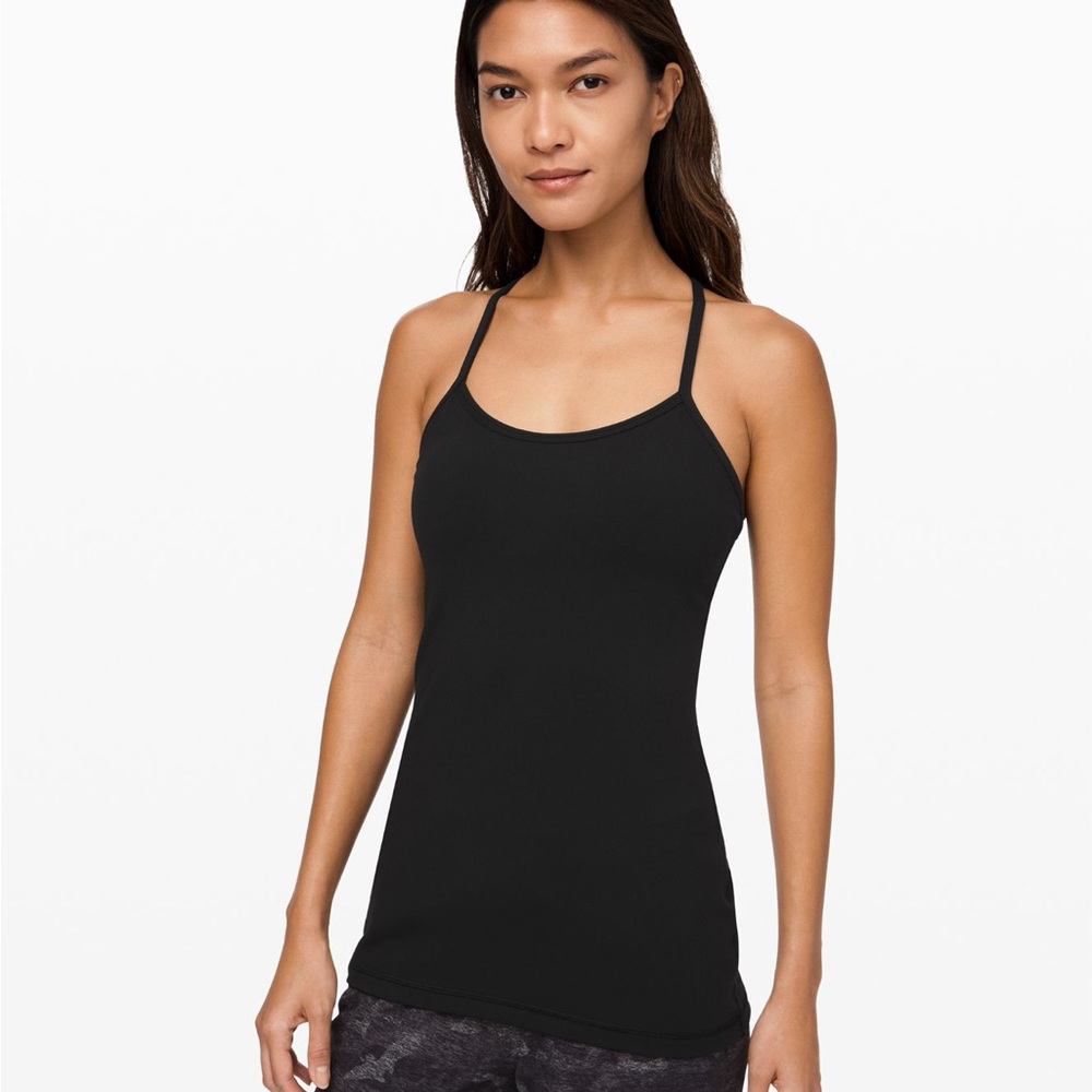 lululemon athletica power Y Black Sports tank with Bra - Picture 2 of 4
